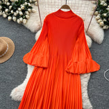 Petal Sleeves Pleated Tassel Dress Eight Colours