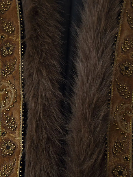 Dharma's Bead Stitched Vest Faux Fur Lined Vest