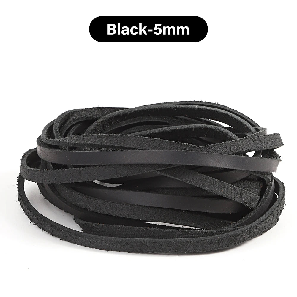 Flat Genuine Leather Cord Rope 3/5mm