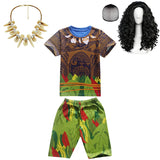Maui Kids Cosplay 2Pcs Print Moana Boys Swimsuits Top and Shorts Children's Swimwear Book Week Costumes