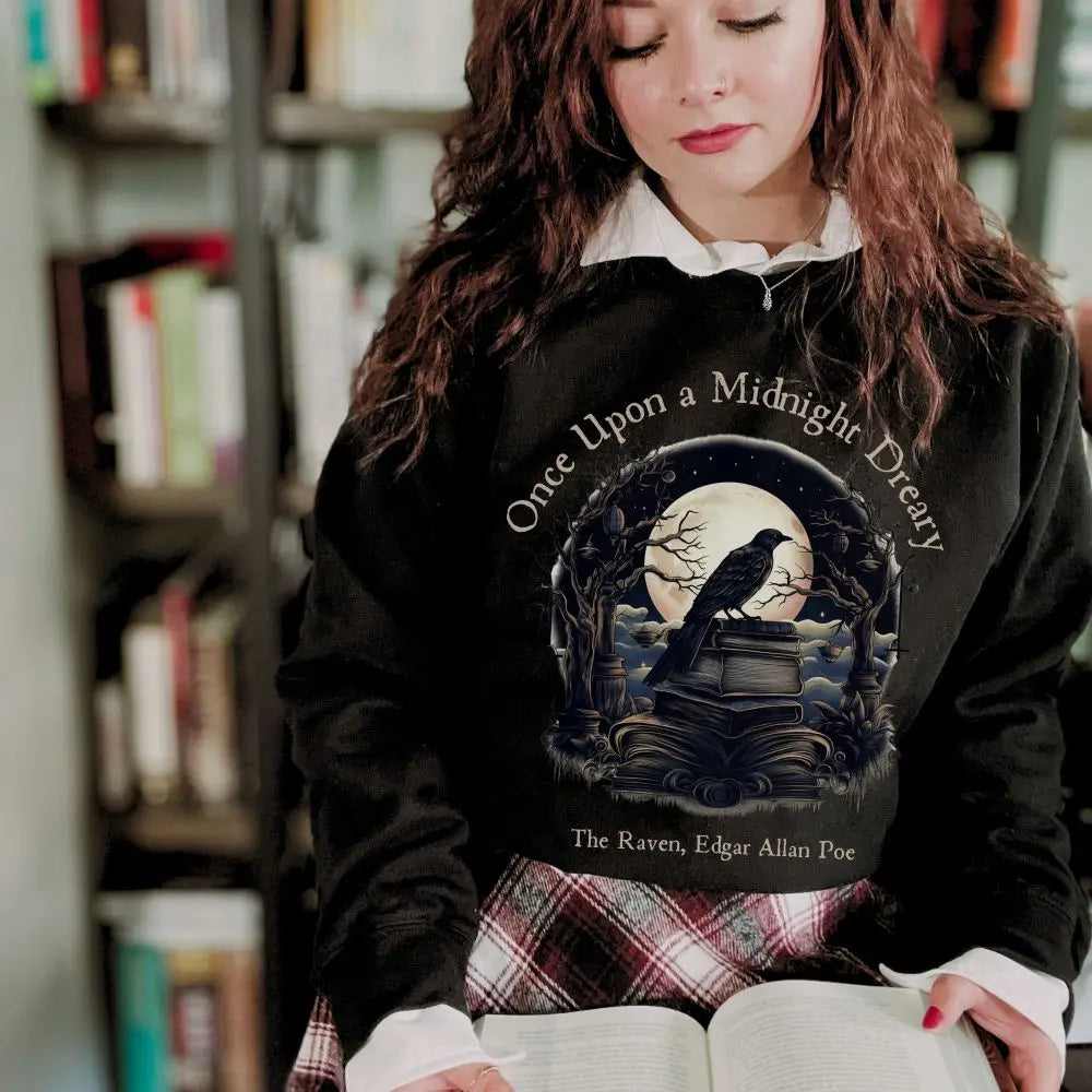Edgar Allan Poe Sweatshirt Once Upon A Midnight Dreary Literary Poet Sweater Jumper