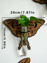 Butterfly Wall-Mounted Propagation Station Wooden Hanging Plant Holder with Plastic Tubes for Indoor Plants