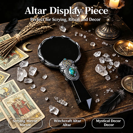 Black Obsidian Scrying Mirror Divination Plate Witch's Altar Decor