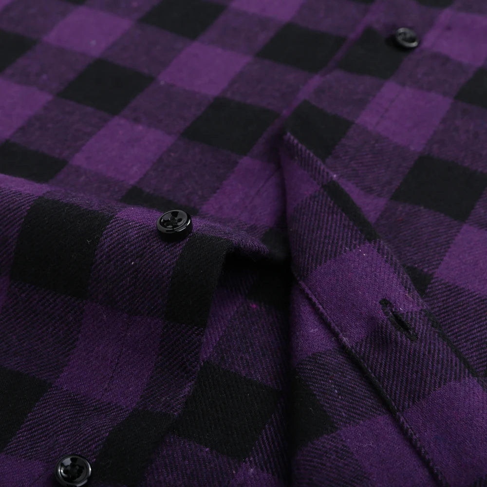 Woodsman Slim-fit Brushed Flannel Plaid Shirts 13 Colours