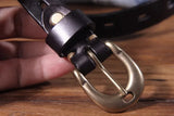 Maggy's Genuine Leather Women's Belt Pure Copper Button