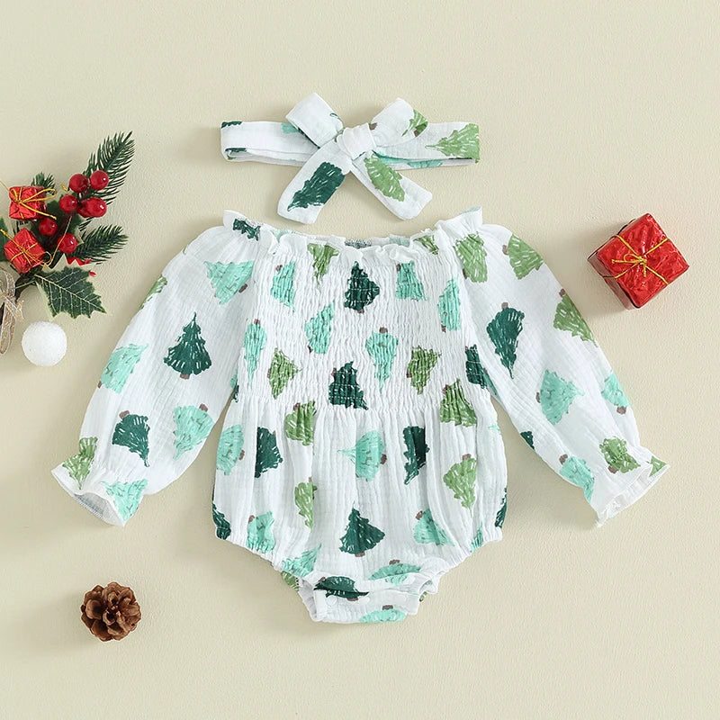 Valentines Day Easter St Patricks Christmas Baby Girls Heart Print Romper with Headband