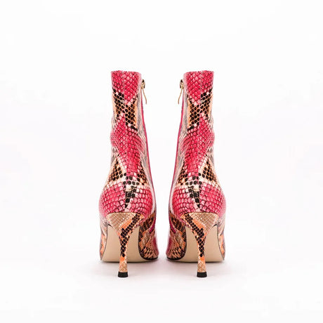 Sssseriously Ssssasssy Sssshort Boots Black Red Snake Ankle Boots