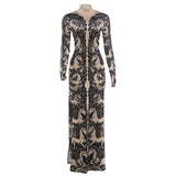 Wild Horses Full Sleeve Long Bodycon Dress Stretch