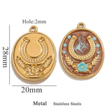 Two Horseshoe Fortune Enamel Charms Stainless Steel Gold Plated Pendant DIY Jewellery Earring Making Materials