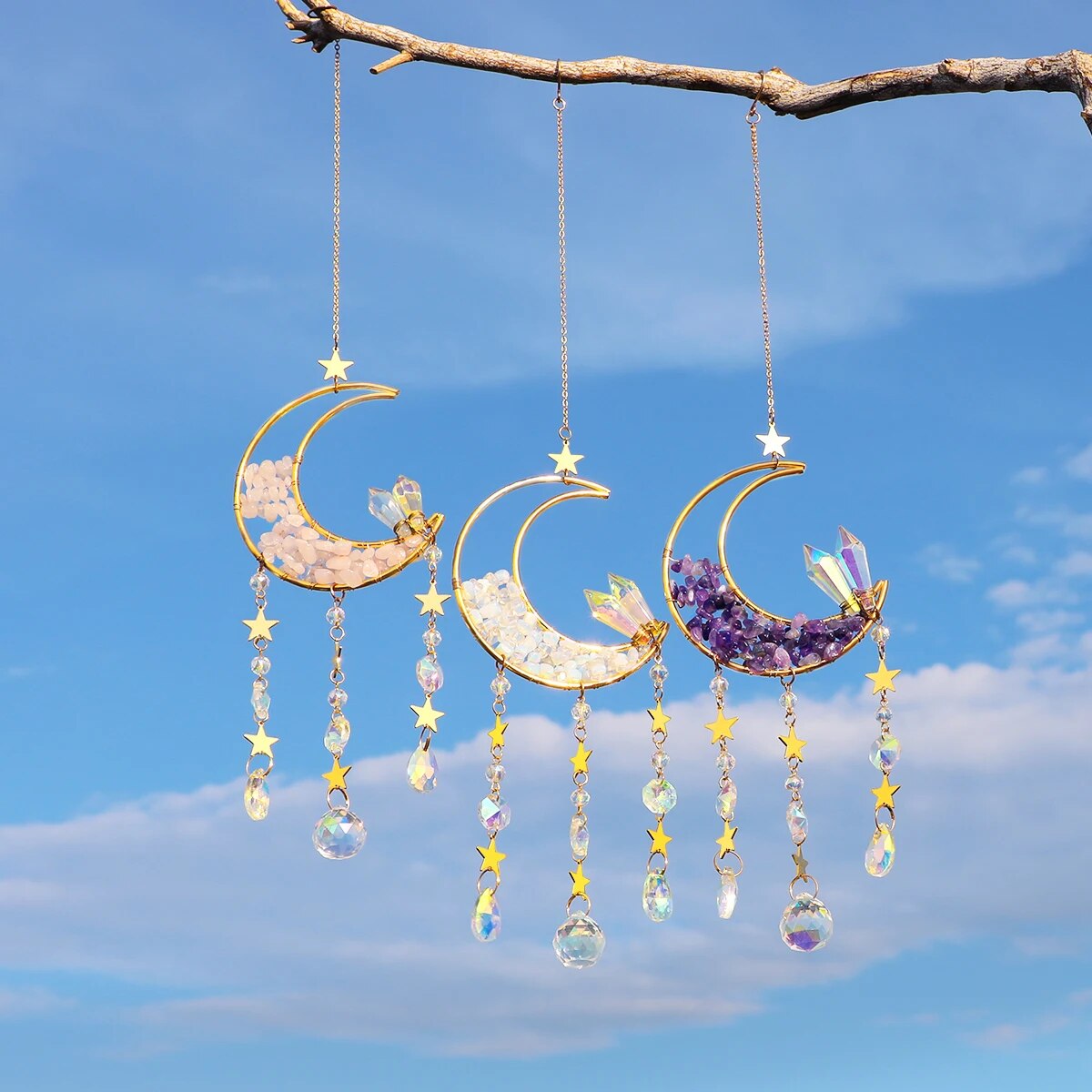 Sun Catcher Moon Crystal Rainbow Prism Garden Home Decor
