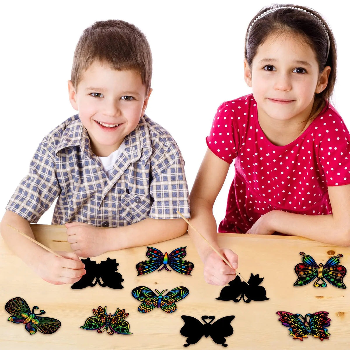 Set of 12 Magic Scratch Art Butterfly Scratch Drawing Cards