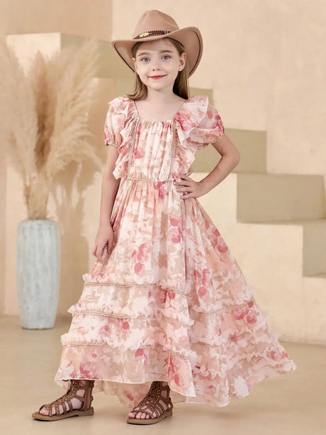 Summer Girl's Photoshoot Worthy Floral Maxi Dress