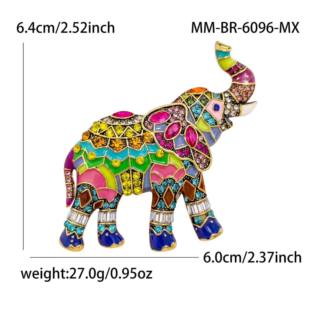 Rhinestone Elephant Brooches