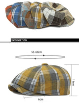 Plaid Newspaper Boy Beret Caps