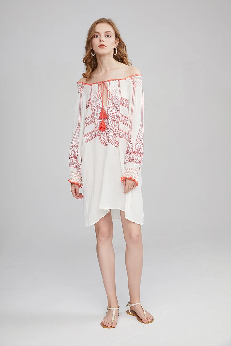 Mirai's Embroidered Boho Dress
