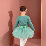 Plush Girls Ballet Wrap Tops Long Sleeve Dance Warm Up Sweater