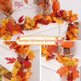 200CM Autumn Artificial Maple Leaf Garland Wreath Vine Home Decor Garden Halloween Windows Decoration