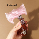 1PC Crystal Opal Axe Natural Stone Model Obsidian Hatchet Decor