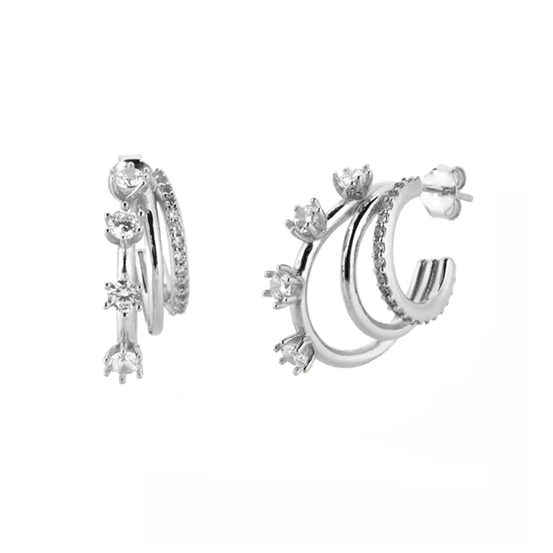 Colourful Zircon Gold Stud Earrings Mix'n'Match