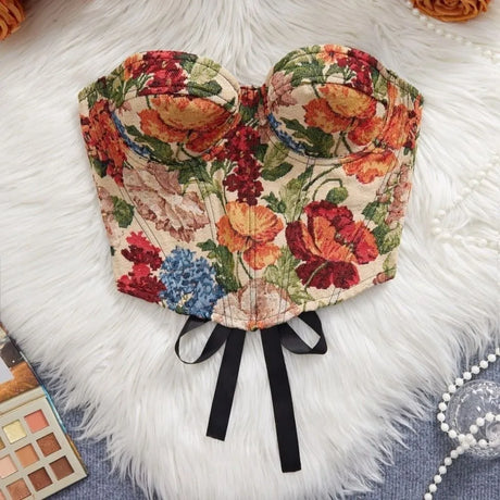 Meadow Weaver's Boned Floral Underwired Corset