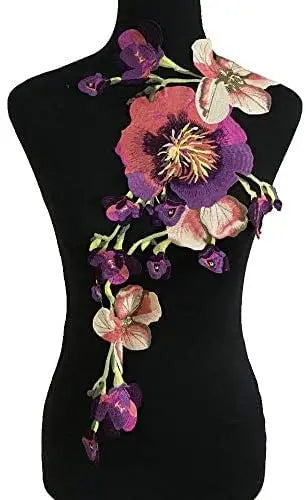 1Pc Large Flower Embroidery Appliqué DIY Clothing Sew On Accessories Patches 56*36cm