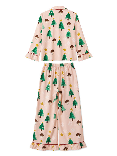 Women's Christmas Pyjama Set Mushroom Christmas Tree Print Sleepwear