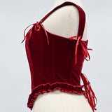 Delphine's Velvet Corset Over Bust Lace Up Boned Bodice 4 Colours