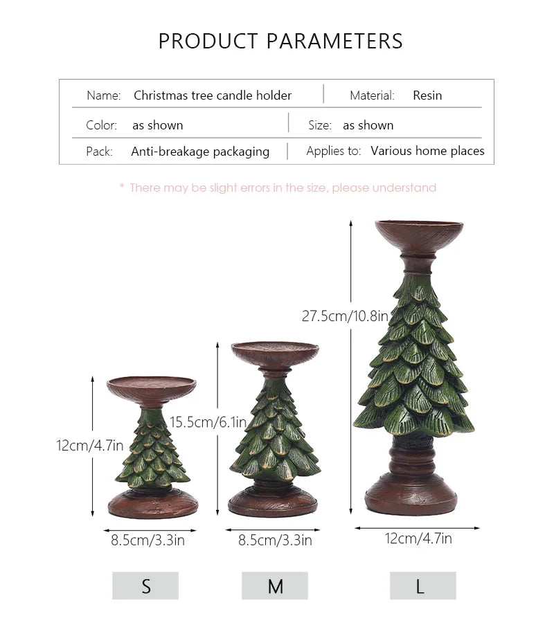 Resin Vintage Christmas Tree Candlestick Holders