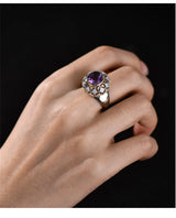 The Eye of Joy S925 Sterling Silver Ring Natural Amethyst Zircon
