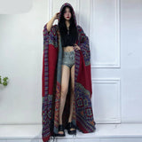 Boho Long Hooded Winter Cloak Cardigan Coat