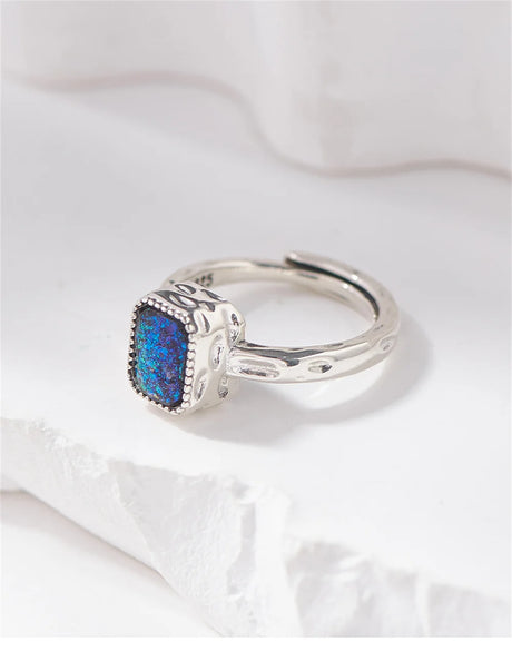 Miss Opal's S925 Sterling Silver Ring Square Opal