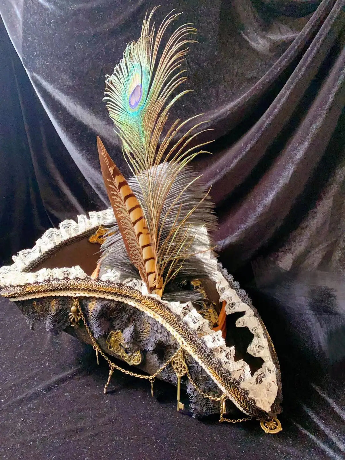 Pirate Hats Vintage Skull Feather Triangle Hats Halloween CosPlay Pirate Top Hat