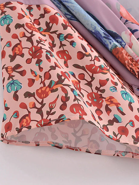 Peacock Floral Print Boho Kimono Cover-ups