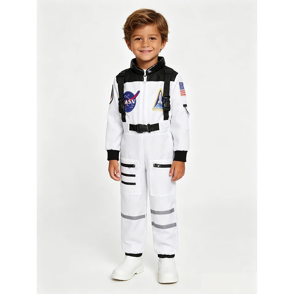 Kids Astronaut Costume Space Suit Halloween Cosplay Space Explorer Performance Book Week Costumes Children's Jumpsuit Spaceman Boys Girls