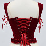 Delphine's Velvet Corset Over Bust Lace Up Boned Bodice 4 Colours