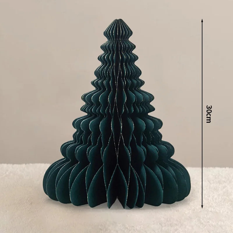 Christmas Paper Honeycomb Decorations Ball Folding Christmas Tree Table 3D Ornaments