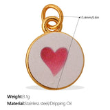 1pc Dopamine Charm Stainless Steel-plated 18K Gold Enamel Round Pendant Charms
