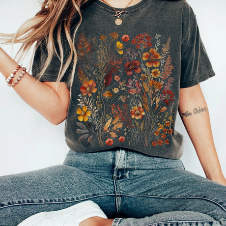Green Garden Witch T-Shirt Cottagecore Goblincore Florals Cotton Tee