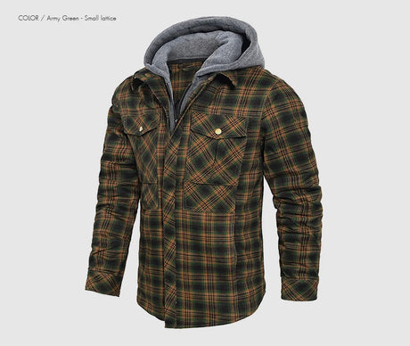 Woodsman Cotton Plaid Hooded Jacket Thick Warm Winter Plaid Shirts
