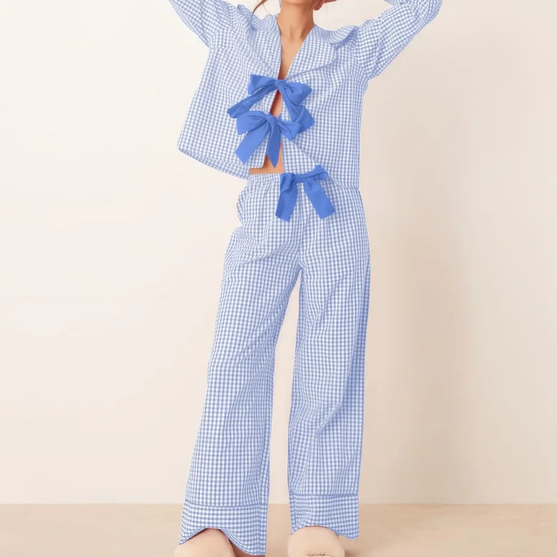 Christmas Pyjamas Big Red Bow 2 Piece PJs Set Sleepwear
