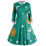 Magic School Bus Cosplay Ms.Frizzle Costume Solar System Long Sleeves Dress Book Week Teachers Costume