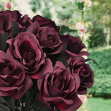 Black Dahlia Halloween Decoration Burgundy Artificial Flower Branch Arrangement Table Home Party Decor