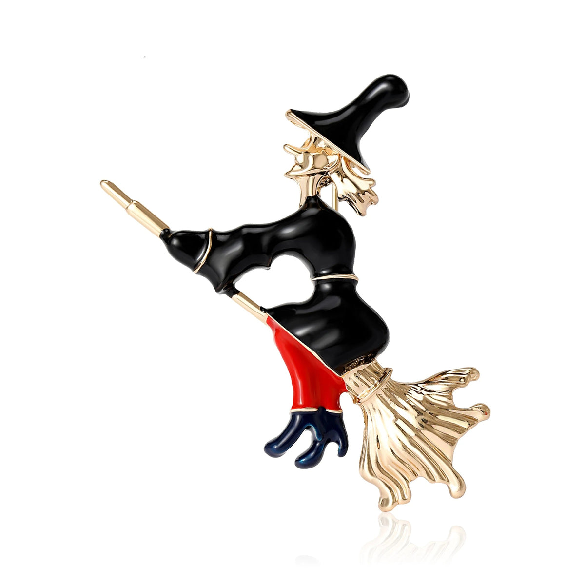 Halloween Flying Broom Witch Hat Brooches