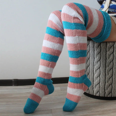 Striped Knitted Wool Long Socks