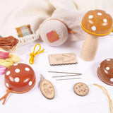 Wooden Mushroom Darning Kit Loom Complete Craft Supplies Sock Repair Kit Mending Tool For Embroidery DIY Crafts Clothes Fabric