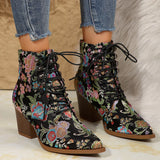 New Marie Antoinette Handmade Embroidered Ankle Boots