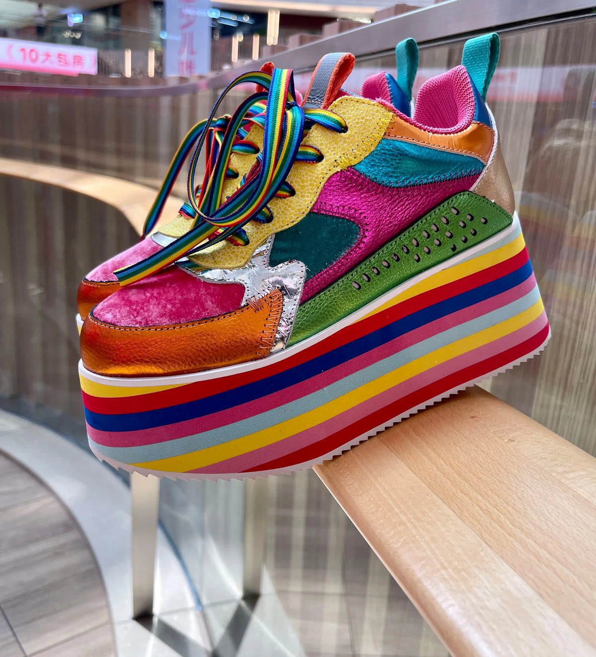 Rosie's Rainbow Sneakers Chunky Platform Shoes