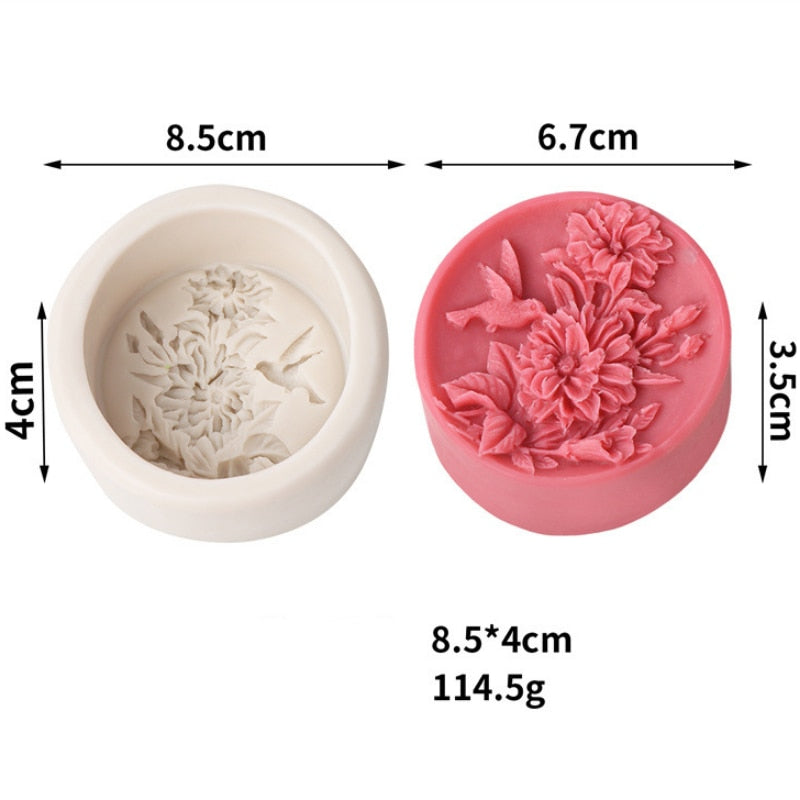 Round Peony Silicone Soap Moulds DIY Candle Resin Chocolate Ice Soap Making Tool