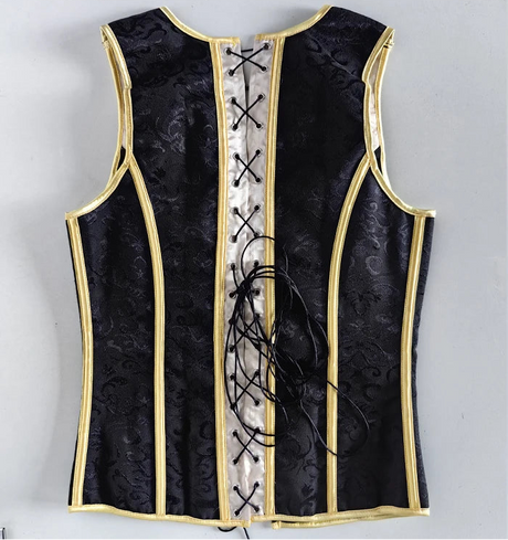 Men's Formal Boned Waistcoat Corset Vest Lace Up Burlesque Performance Stage Costume