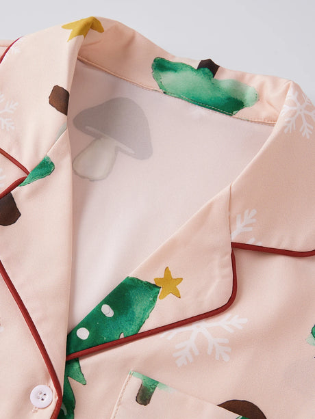 Women's Christmas Pyjama Set Mushroom Christmas Tree Print Sleepwear